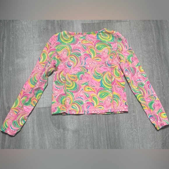 Lilly Pulitzer Girls All Nighter Flamingo Swim Top Size 6 - Picture 2 of 5